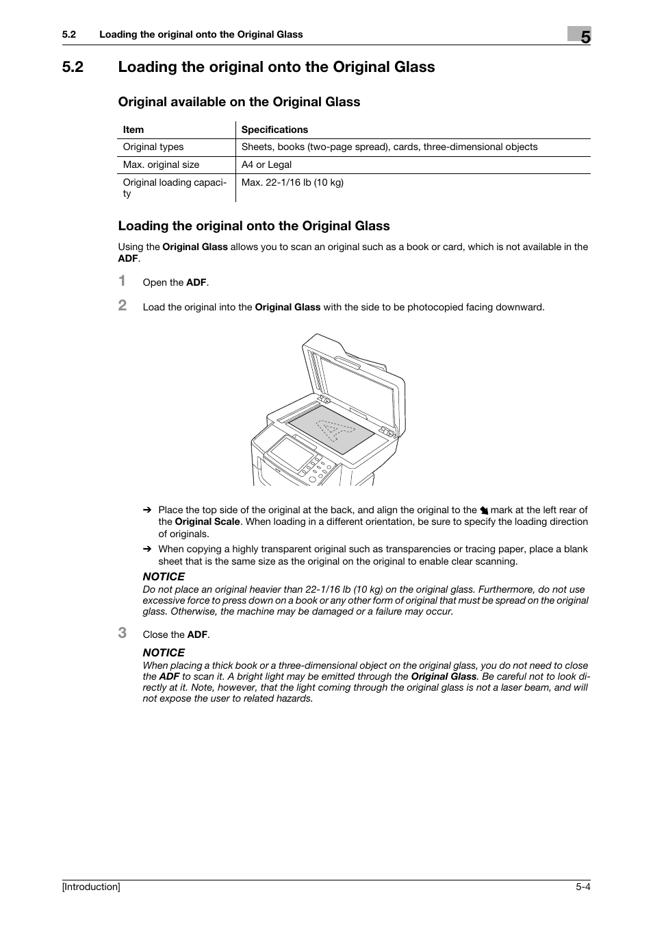 2 loading the original onto the original glass, Original available on the original glass, Loading the original onto the original glass | Konica Minolta bizhub 4050 User Manual | Page 34 / 86