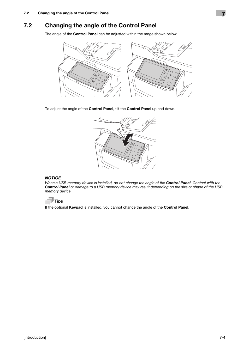 2 changing the angle of the control panel, Changing the angle of the control panel -4 | Konica Minolta bizhub 4050 User Manual | Page 48 / 86