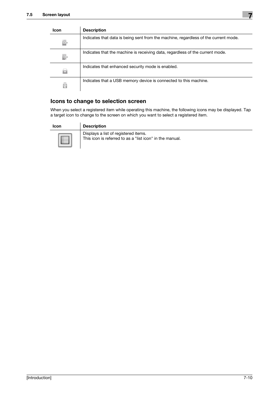 Icons to change to selection screen, Icons to change to selection screen -10 | Konica Minolta bizhub 4050 User Manual | Page 54 / 86