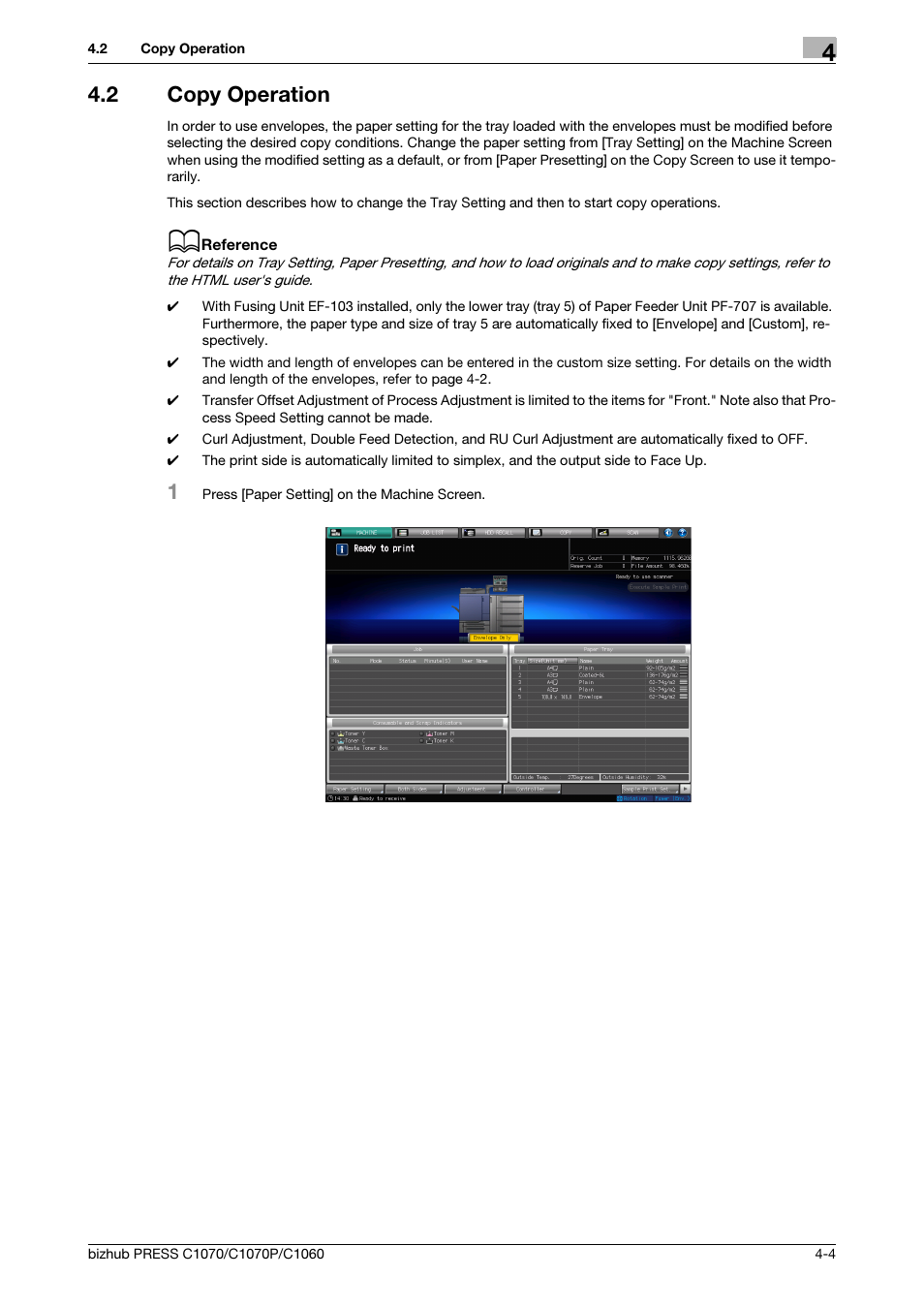2 copy operation, Copy operation -4 | Konica Minolta bizhub PRESS C1070 User Manual | Page 26 / 37