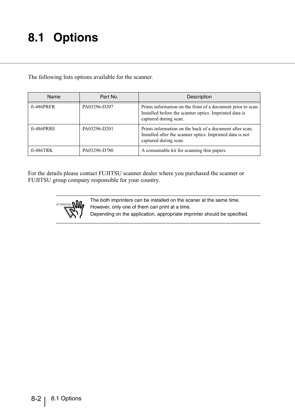 1 options, Options -2 | Konica Minolta Fujitsu Scanner User Manual | Page 284 / 316