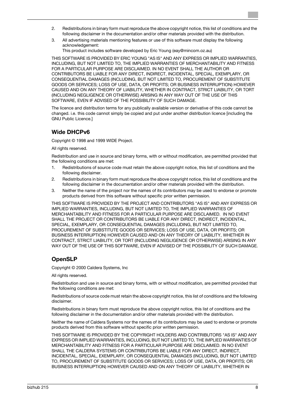 Wide dhcpv6, Openslp | Konica Minolta Bizhub 215 User Manual | Page 9 / 12