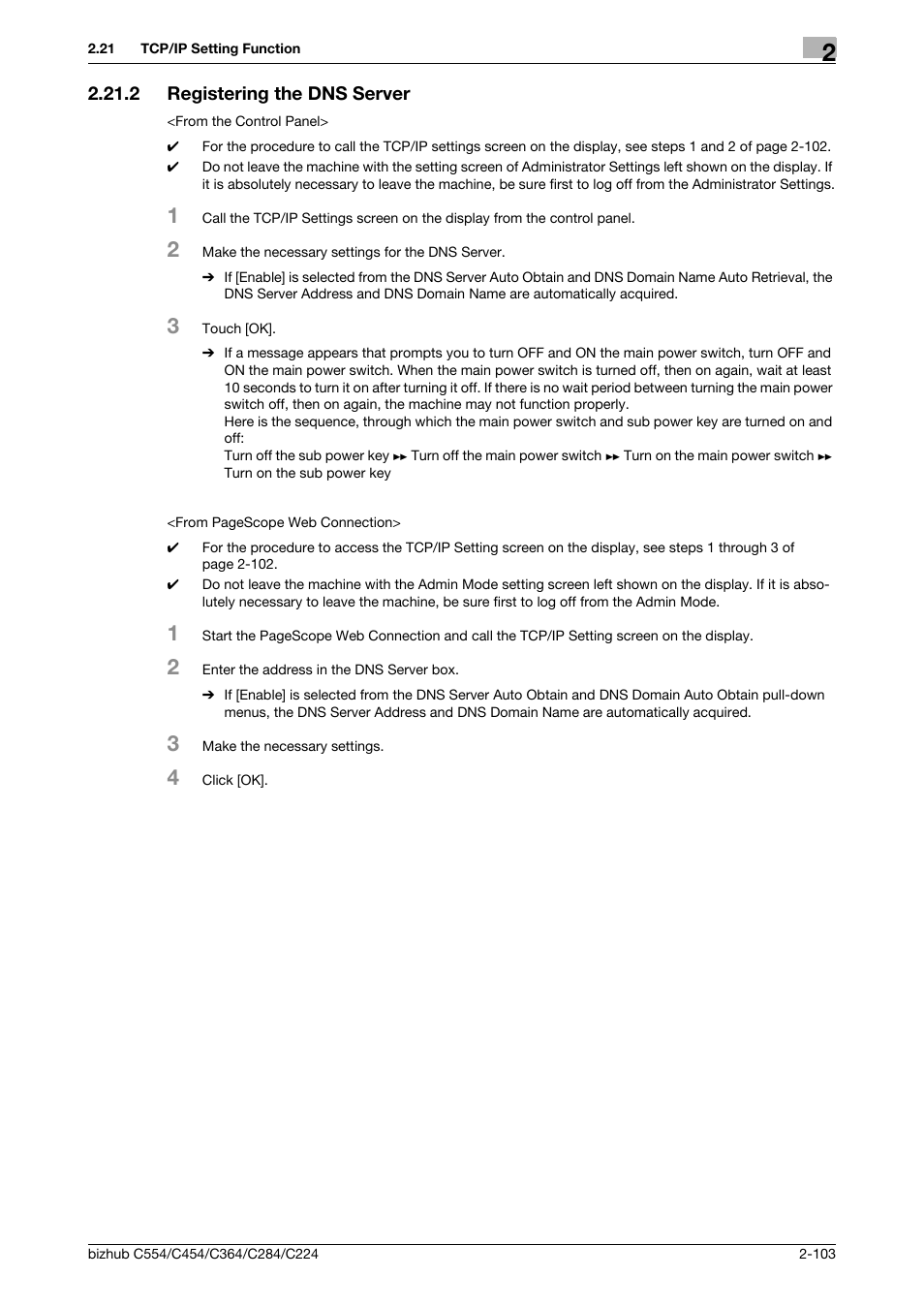 2 registering the dns server, Registering the dns server -103 | Konica Minolta bizhub C364 User Manual | Page 119 / 195