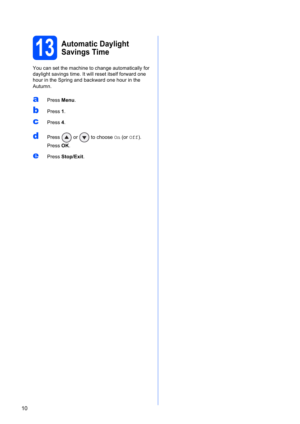 13 automatic daylight savings time | Konica Minolta bizhub 20 User Manual | Page 10 / 31