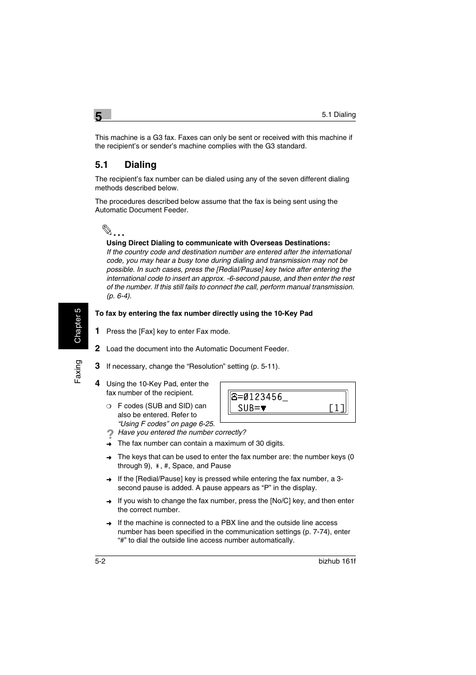1 dialing, Dialing -2 | Konica Minolta bizhub 161f User Manual | Page 105 / 284