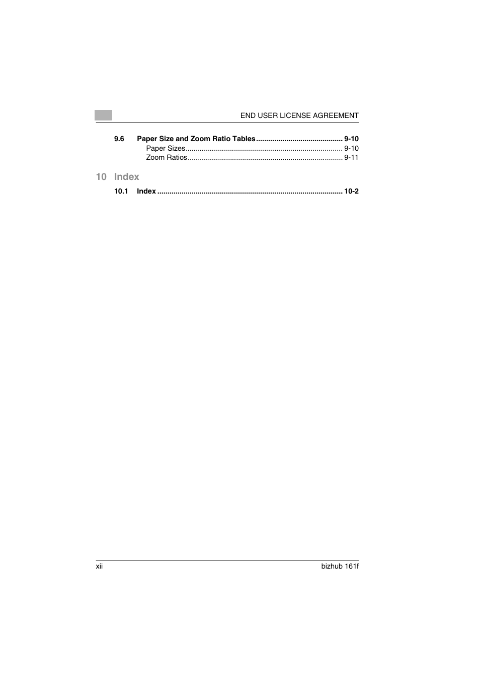 10 index | Konica Minolta bizhub 161f User Manual | Page 13 / 284