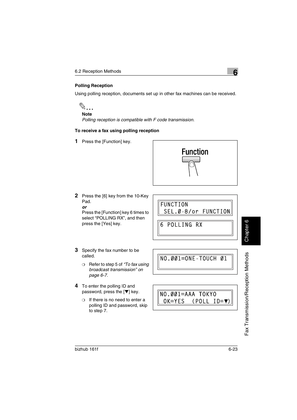 Polling reception, To receive a fax using polling reception | Konica Minolta bizhub 161f User Manual | Page 142 / 284