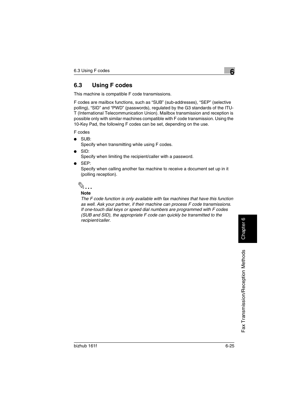 3 using f codes, Using f codes -25 | Konica Minolta bizhub 161f User Manual | Page 144 / 284