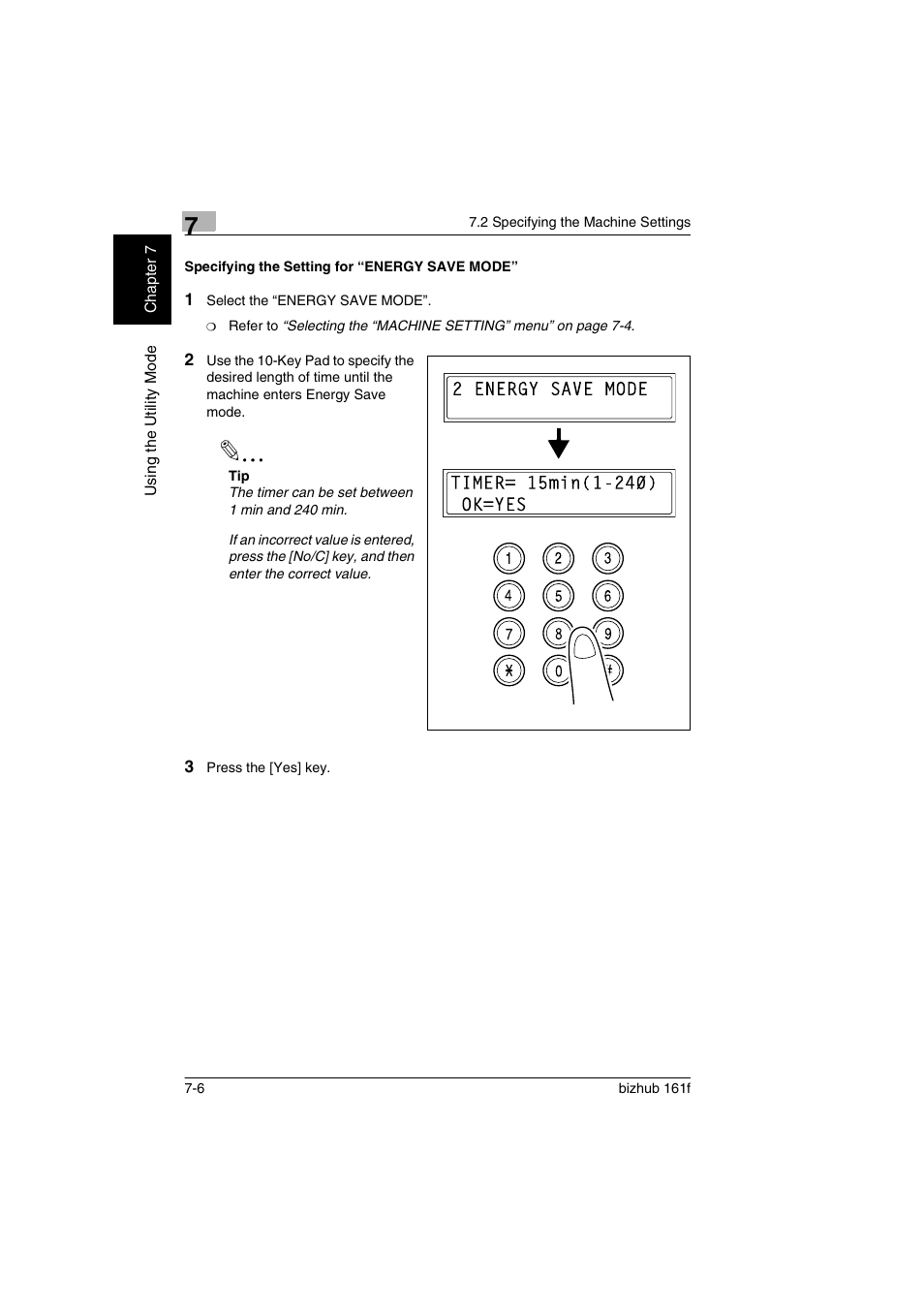Specifying the setting for “energy save mode, Specifying the setting for “energy save mode” -6 | Konica Minolta bizhub 161f User Manual | Page 153 / 284