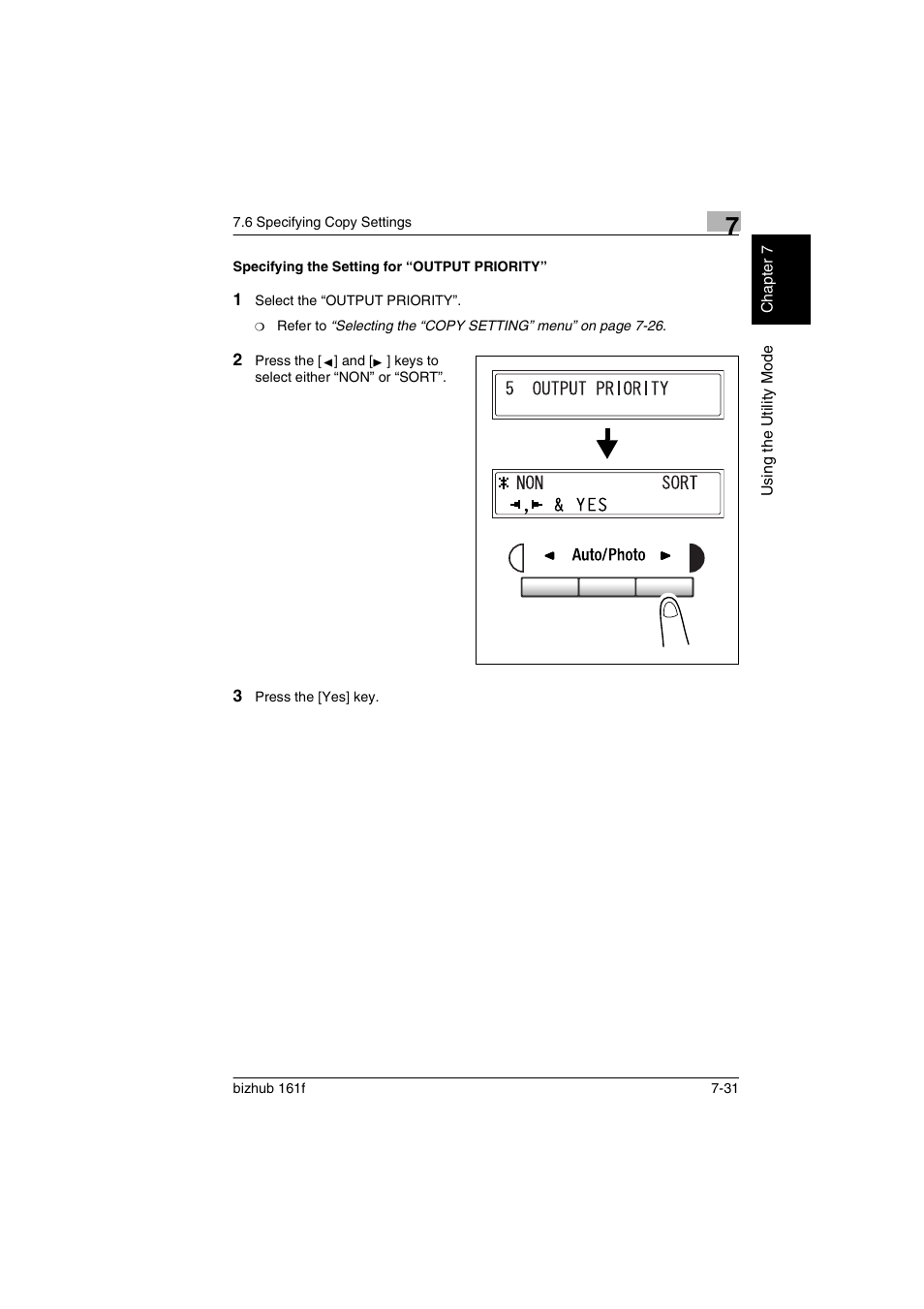 Specifying the setting for “output priority, Specifying the setting for “output priority” -31 | Konica Minolta bizhub 161f User Manual | Page 178 / 284