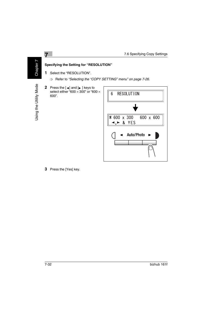 Specifying the setting for “resolution, Specifying the setting for “resolution” -32 | Konica Minolta bizhub 161f User Manual | Page 179 / 284