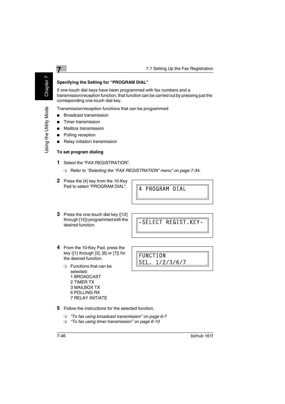 Specifying the setting for “program dial, To set program dialing, Specifying the setting for | Konica Minolta bizhub 161f User Manual | Page 193 / 284