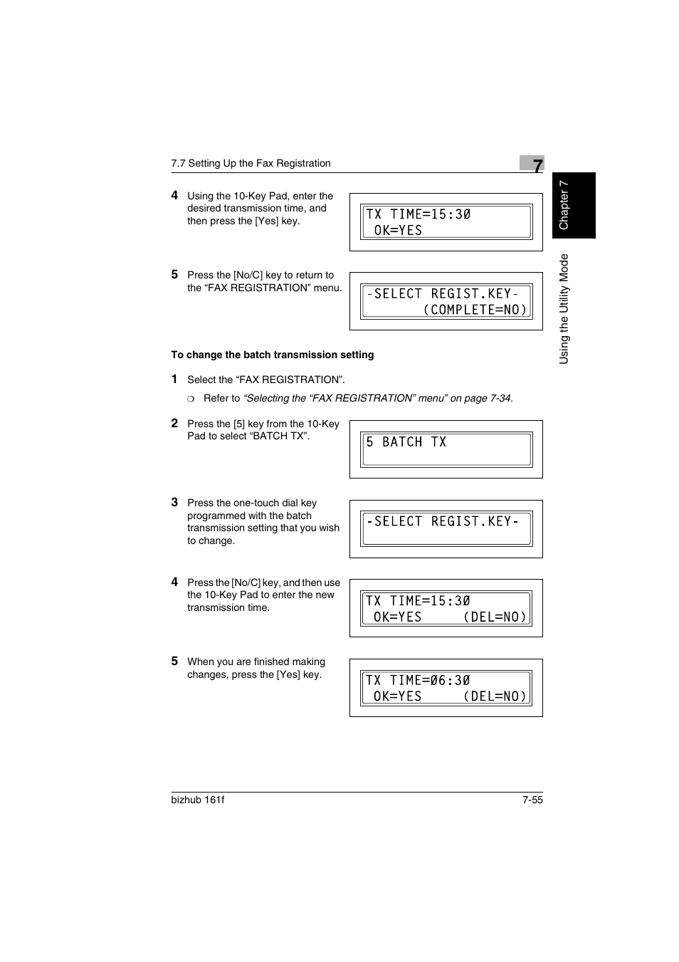 To change the batch transmission setting, To change the batch transmission setting -55 | Konica Minolta bizhub 161f User Manual | Page 202 / 284