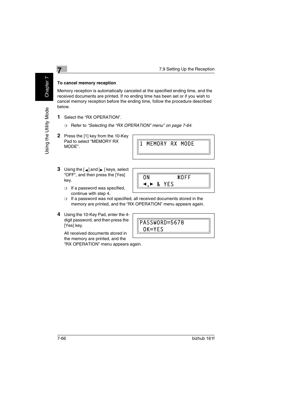 To cancel memory reception, To cancel memory reception -66 | Konica Minolta bizhub 161f User Manual | Page 213 / 284