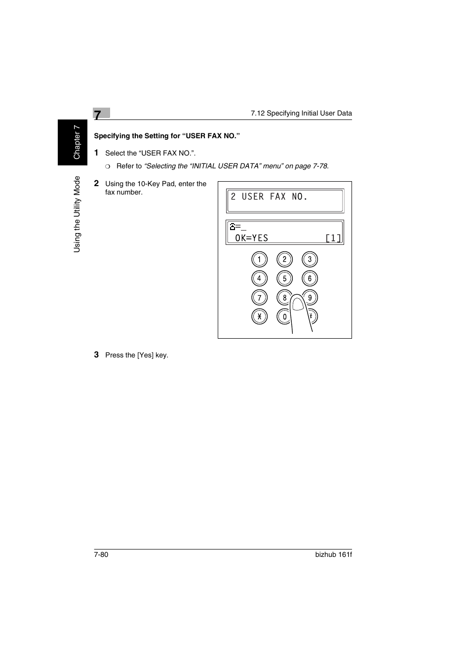 Specifying the setting for “user fax no, Specifying the setting for “user fax no.” -80 | Konica Minolta bizhub 161f User Manual | Page 227 / 284