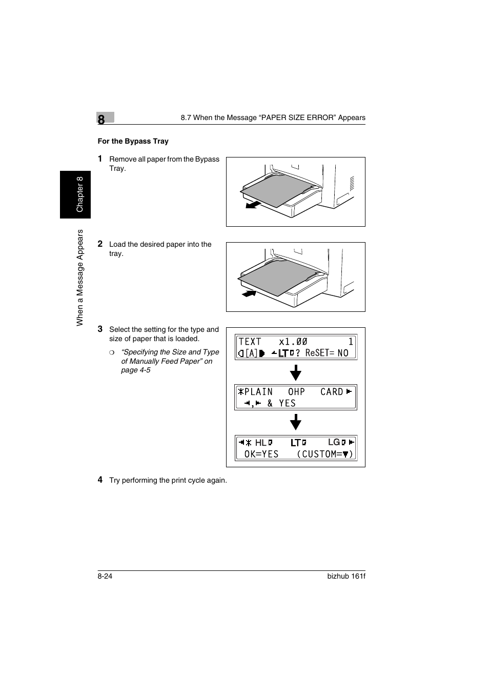 For the bypass tray, For the bypass tray -24 | Konica Minolta bizhub 161f User Manual | Page 253 / 284