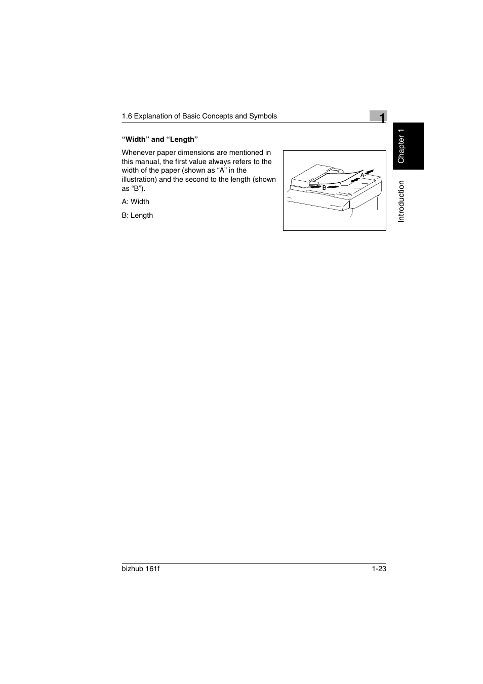 Width” and “length, Width” and “length” -23 | Konica Minolta bizhub 161f User Manual | Page 36 / 284