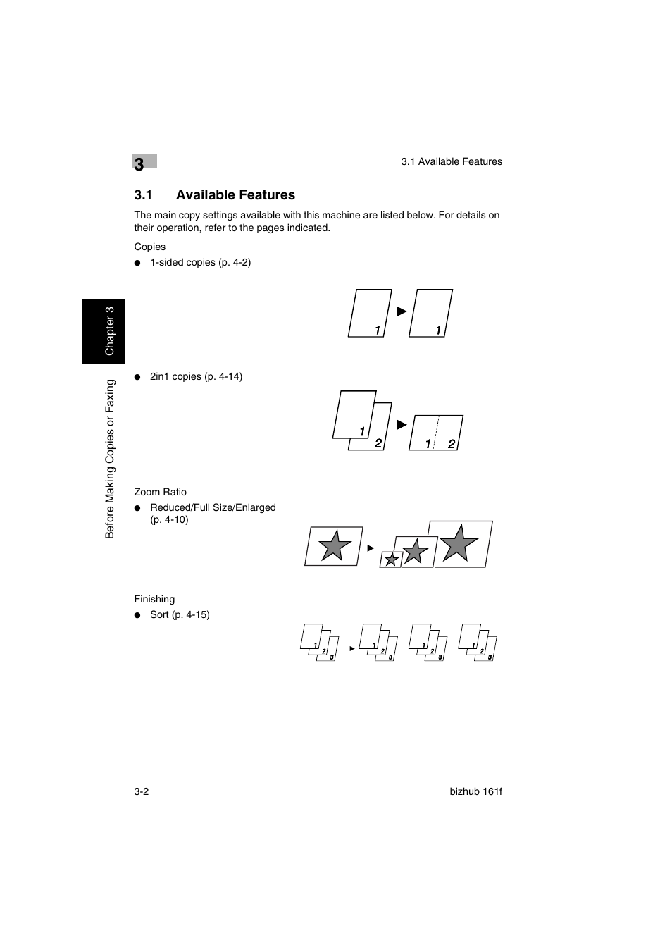1 available features, Available features -2 | Konica Minolta bizhub 161f User Manual | Page 45 / 284