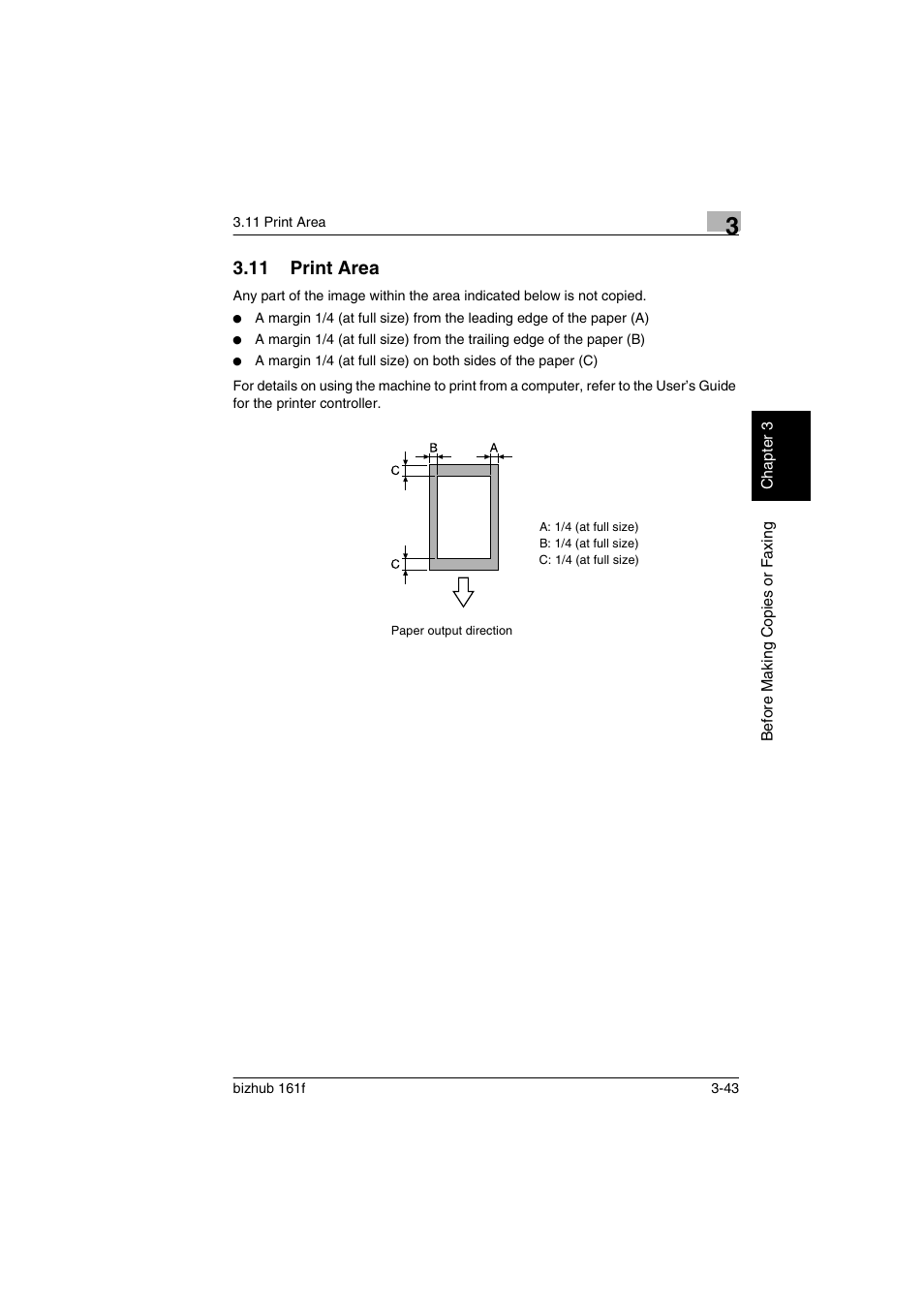 11 print area, Print area -43 | Konica Minolta bizhub 161f User Manual | Page 86 / 284