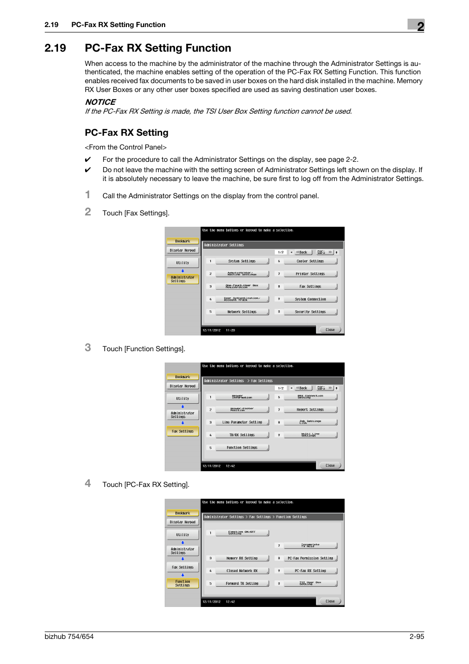 19 pc-fax rx setting function, Pc-fax rx setting | Konica Minolta bizhub 754 User Manual | Page 111 / 195