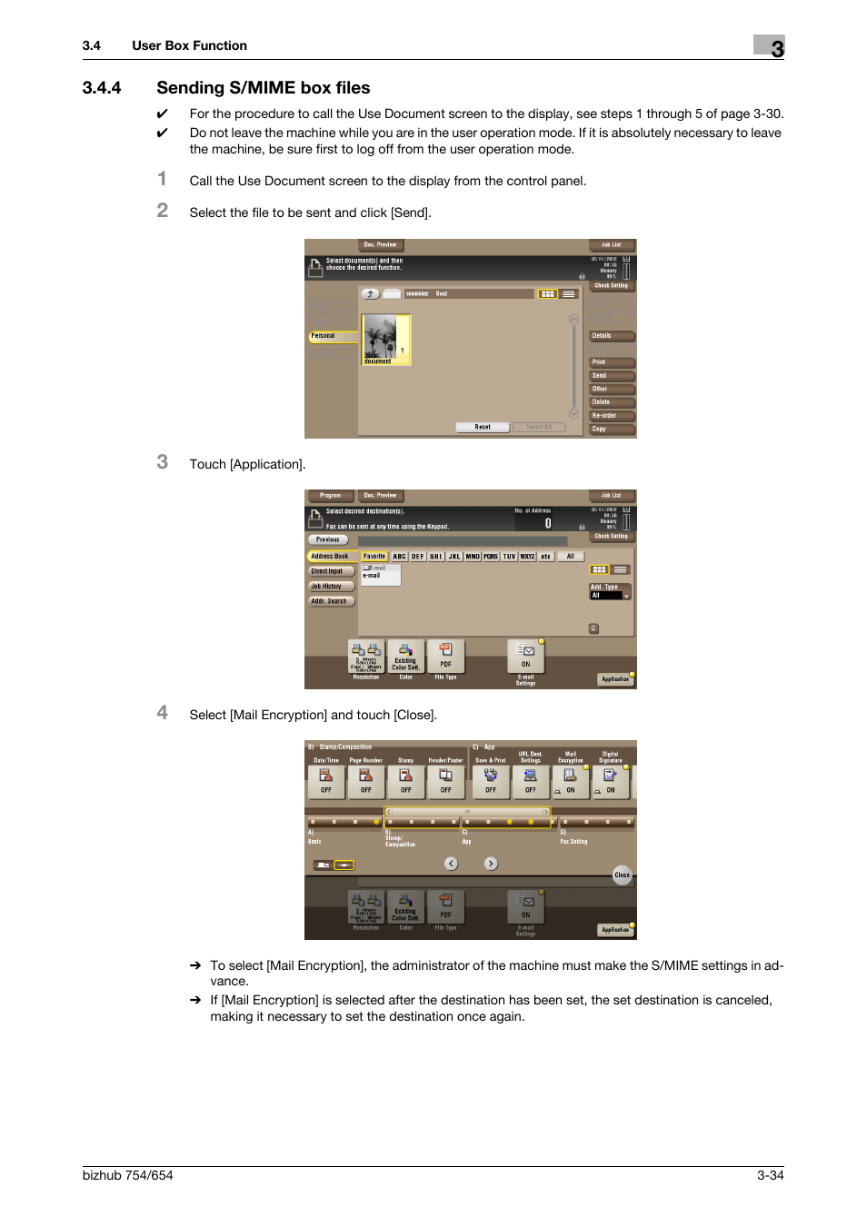 4 sending s/mime box files, Sending s/mime box files -34 | Konica Minolta bizhub 754 User Manual | Page 157 / 195