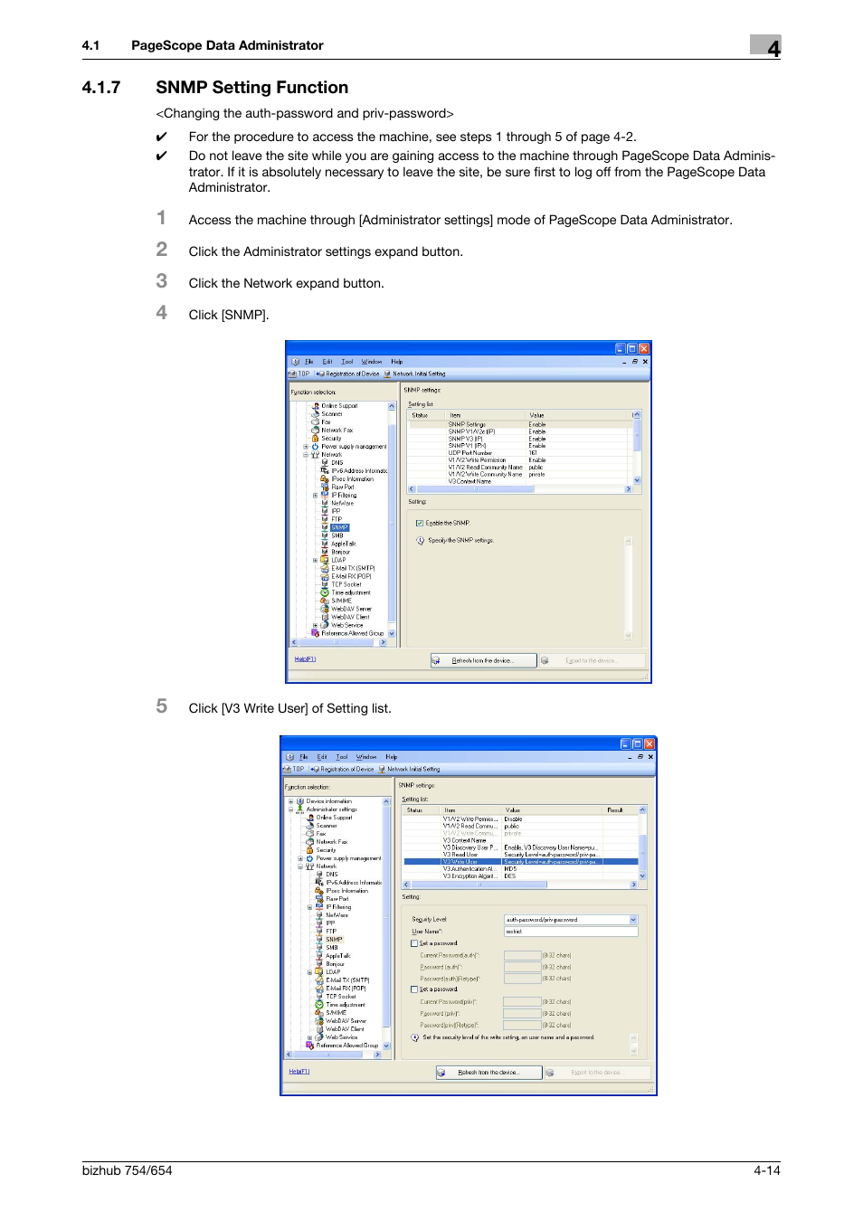7 snmp setting function, Snmp setting function -14 | Konica Minolta bizhub 754 User Manual | Page 172 / 195