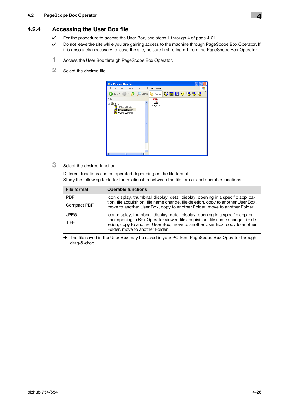 4 accessing the user box file, Accessing the user box file -26 | Konica Minolta bizhub 754 User Manual | Page 184 / 195