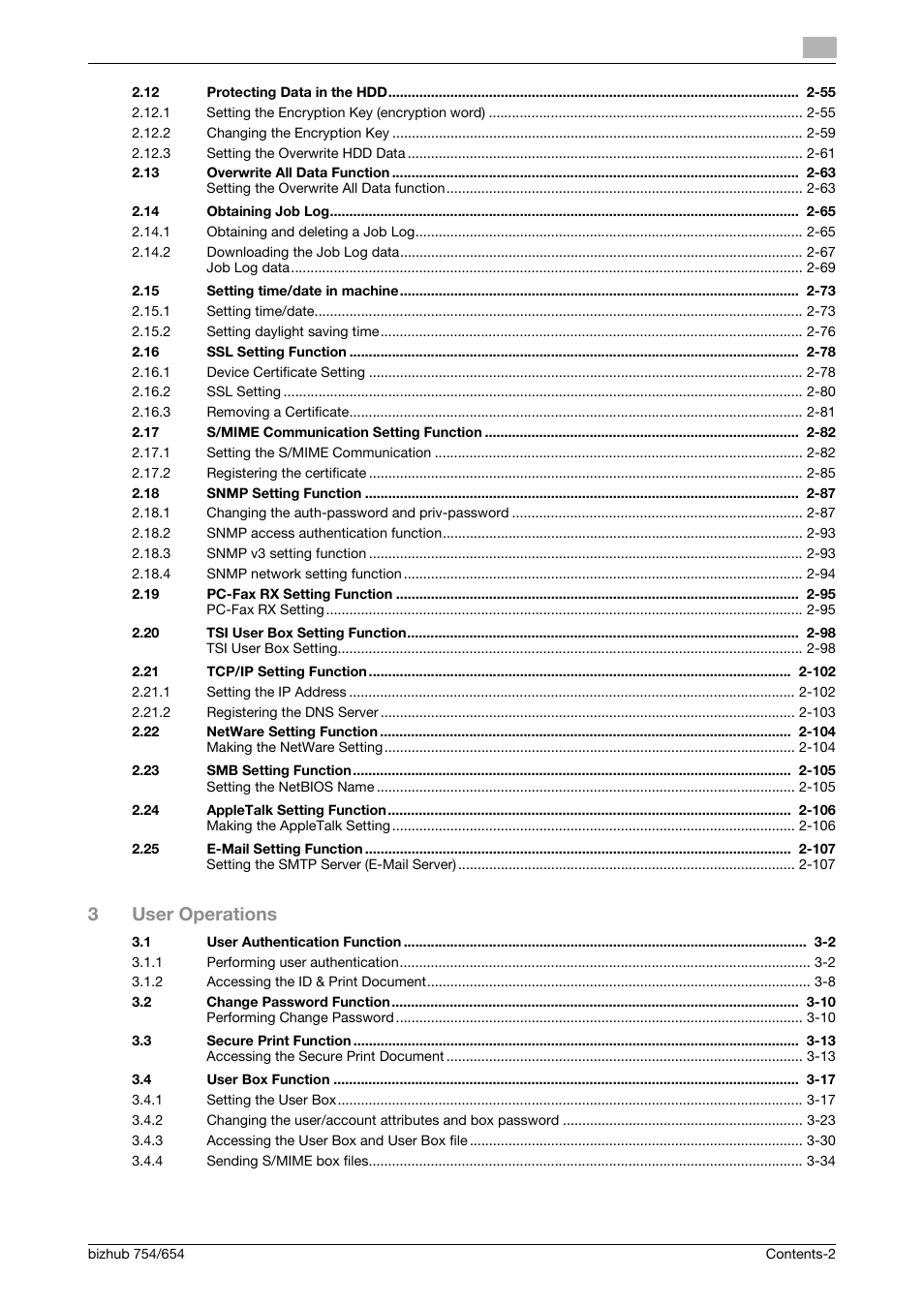 3user operations | Konica Minolta bizhub 754 User Manual | Page 3 / 195