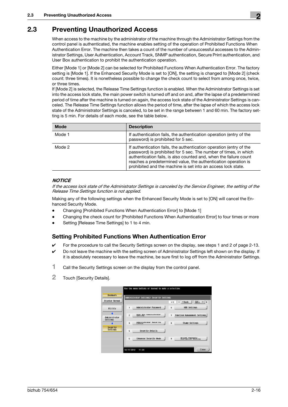 3 preventing unauthorized access | Konica Minolta bizhub 754 User Manual | Page 32 / 195