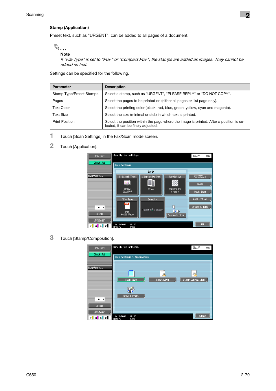 Stamp (application), Stamp (application) -79 | Konica Minolta bizhub C650 User Manual | Page 106 / 304