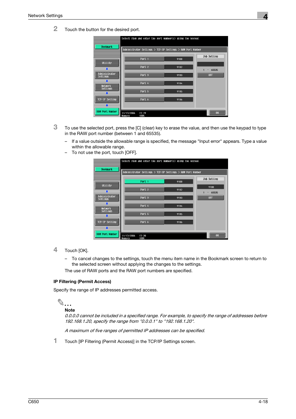 Ip filtering (permit access), Ip filtering (permit access) -18 | Konica Minolta bizhub C650 User Manual | Page 198 / 304