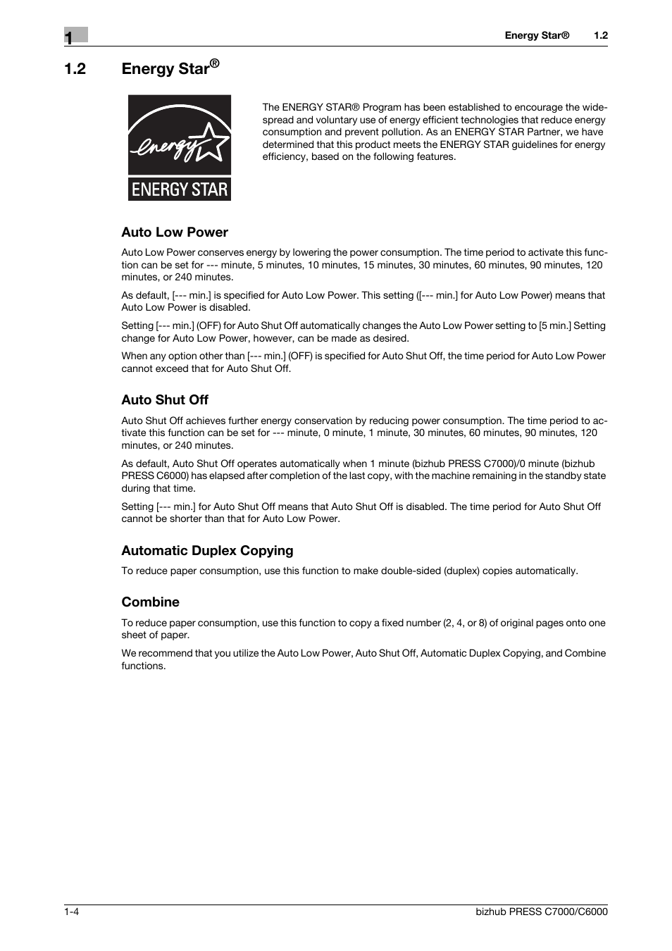 2 energy star, Energy star® -4 | Konica Minolta bizhub PRESS C6000 User Manual | Page 7 / 42