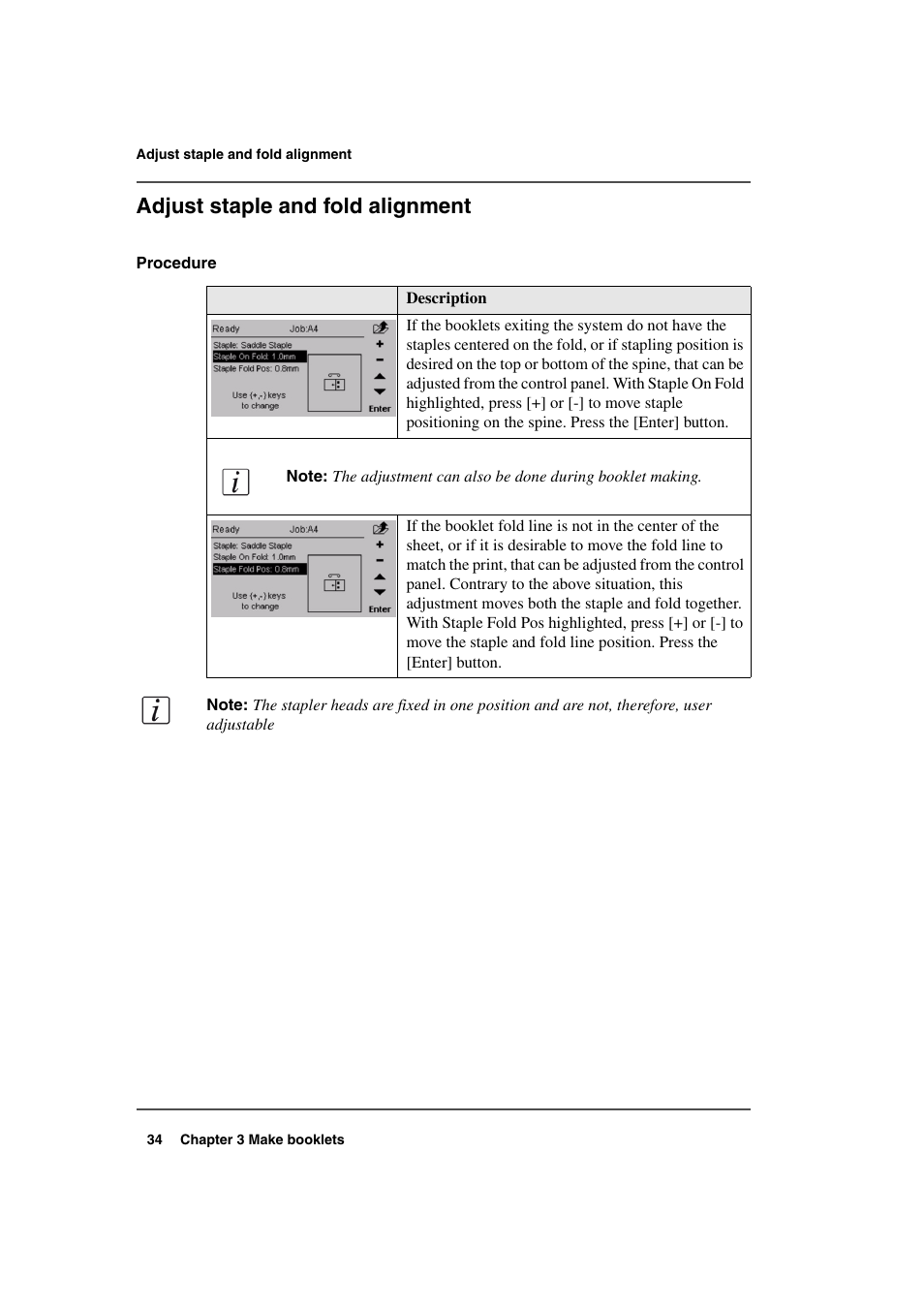 Adjust staple and fold alignment | Konica Minolta bizhub PRO 2500P User Manual | Page 34 / 108