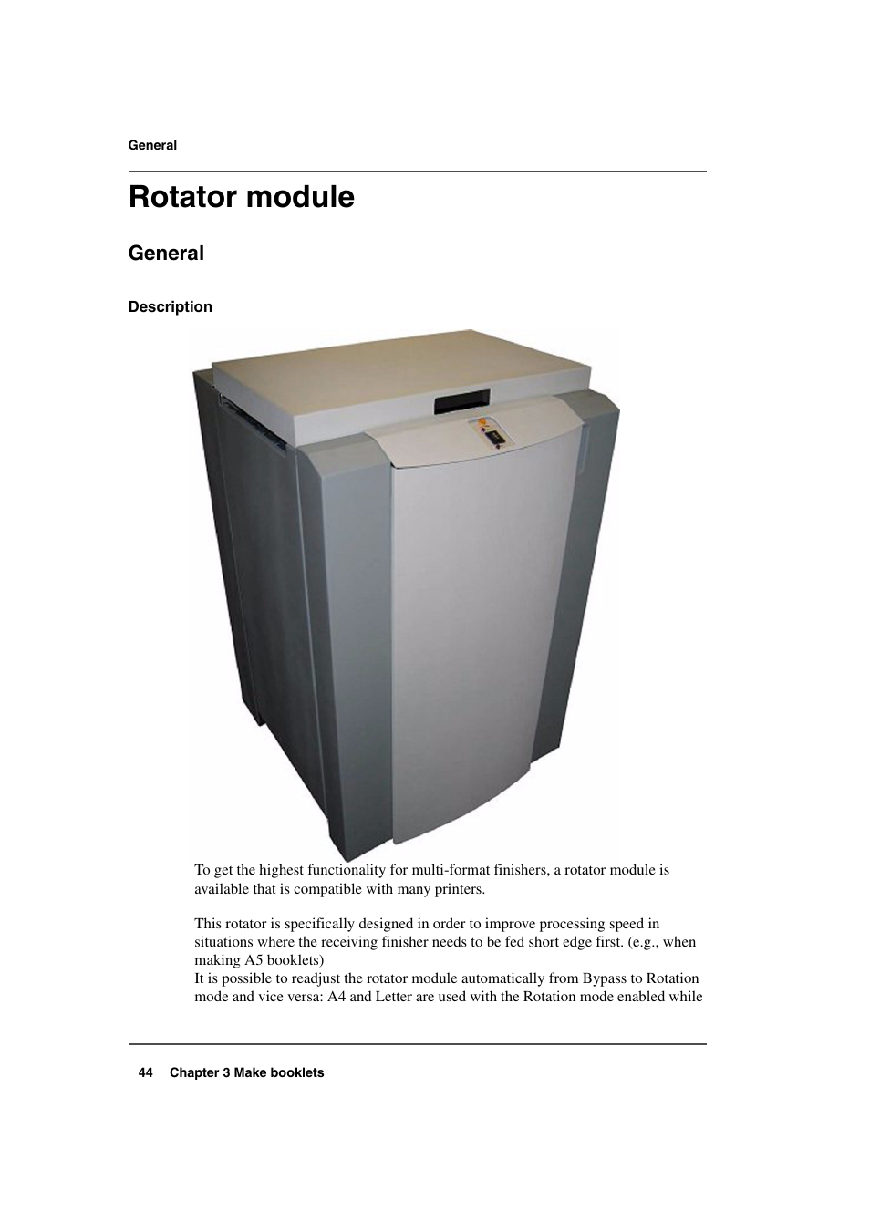 Rotator module, General | Konica Minolta bizhub PRO 2500P User Manual | Page 44 / 108