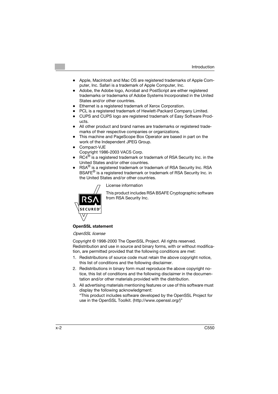 Konica Minolta bizhub C550 User Manual | Page 3 / 102