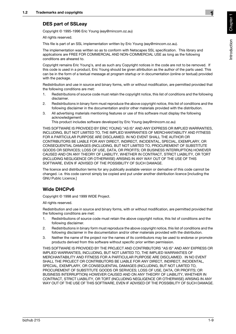 Des part of ssleay, Wide dhcpv6, Des part of ssleay -9 wide dhcpv6 -9 | Konica Minolta Bizhub 215 User Manual | Page 14 / 126