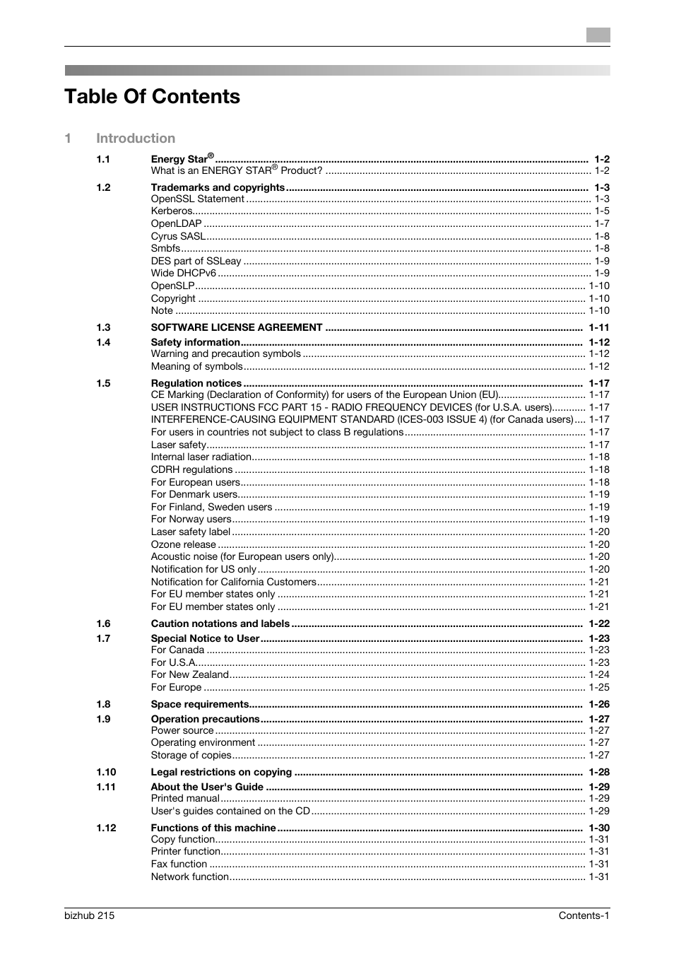 Konica Minolta Bizhub 215 User Manual | Page 2 / 126