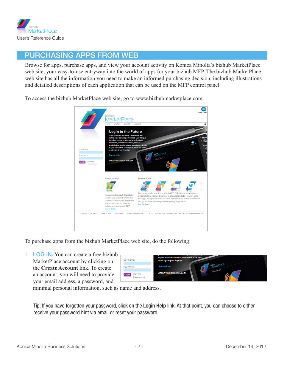 Purchasing apps from web | Konica Minolta bizhub MarketPlace User Manual | Page 6 / 14