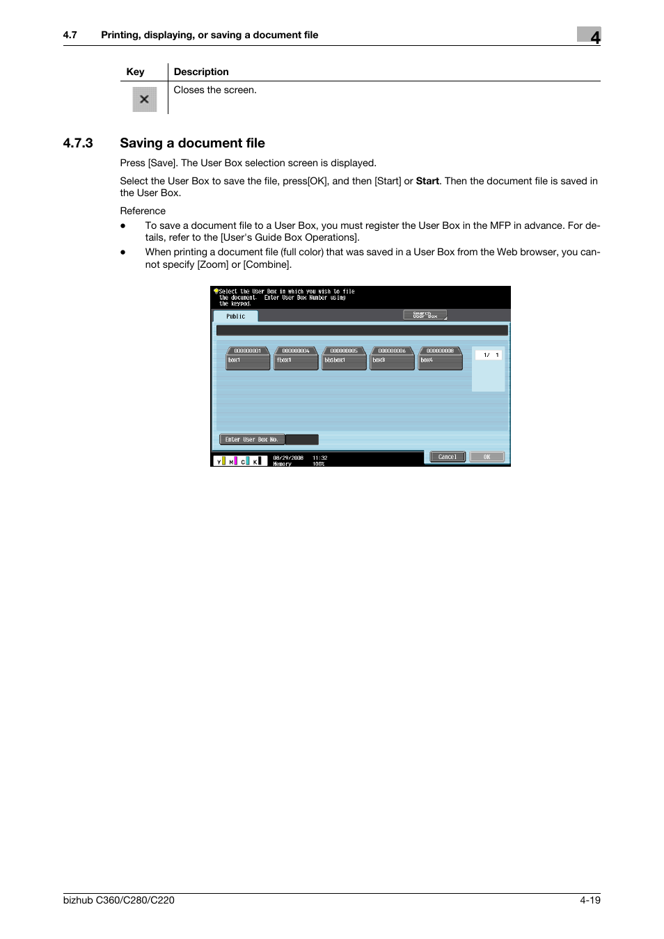 3 saving a document file, Saving a document file -19 | Konica Minolta BIZHUB C360 User Manual | Page 37 / 111