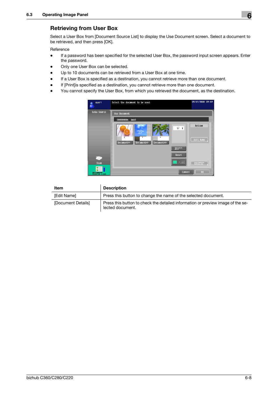 Retrieving from user box, Retrieving from user box -8 | Konica Minolta BIZHUB C360 User Manual | Page 58 / 111