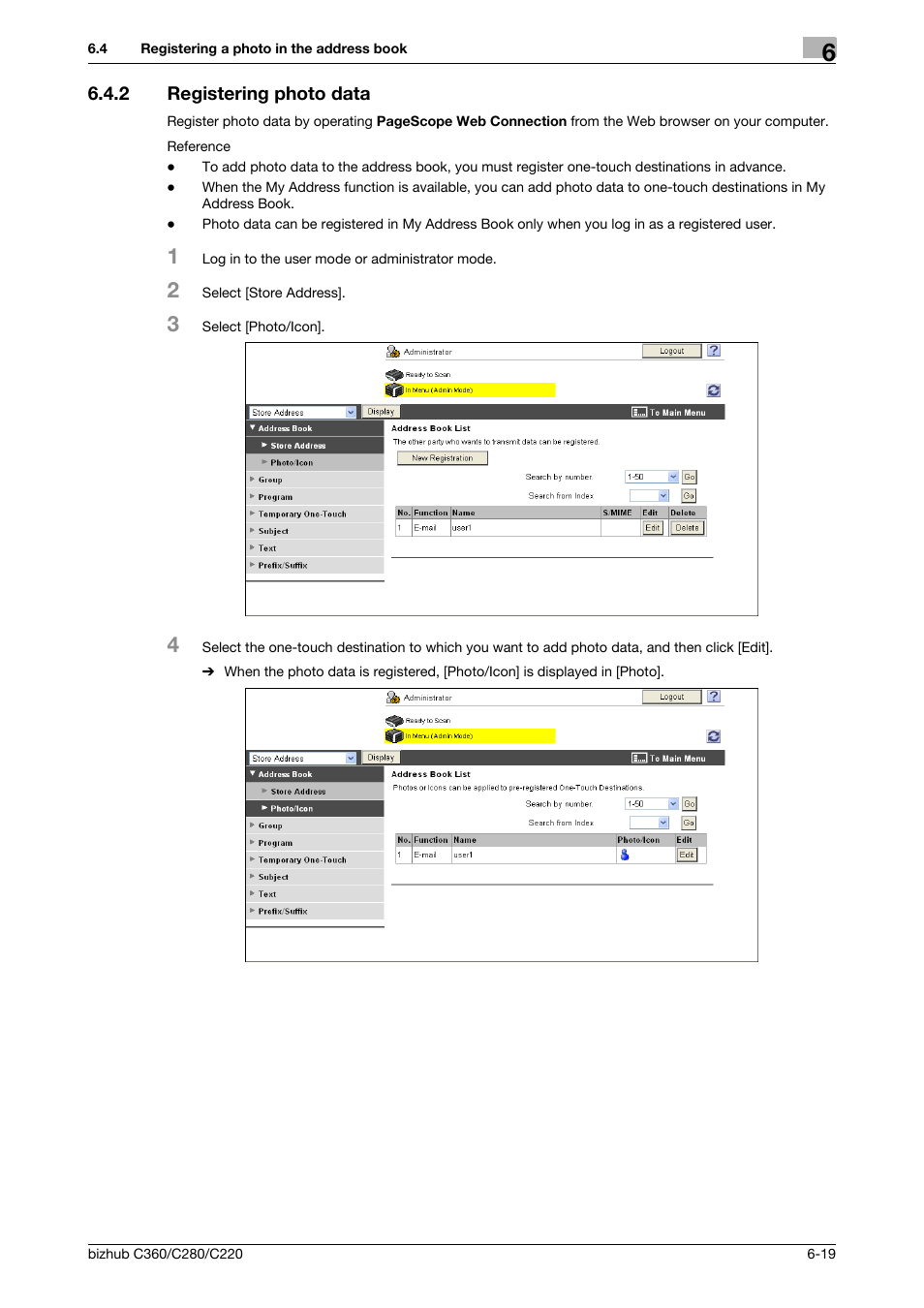 2 registering photo data, Registering photo data -19 | Konica Minolta BIZHUB C360 User Manual | Page 69 / 111