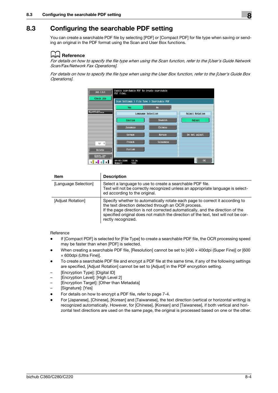 3 configuring the searchable pdf setting, Configuring the searchable pdf setting -4 | Konica Minolta BIZHUB C360 User Manual | Page 84 / 111