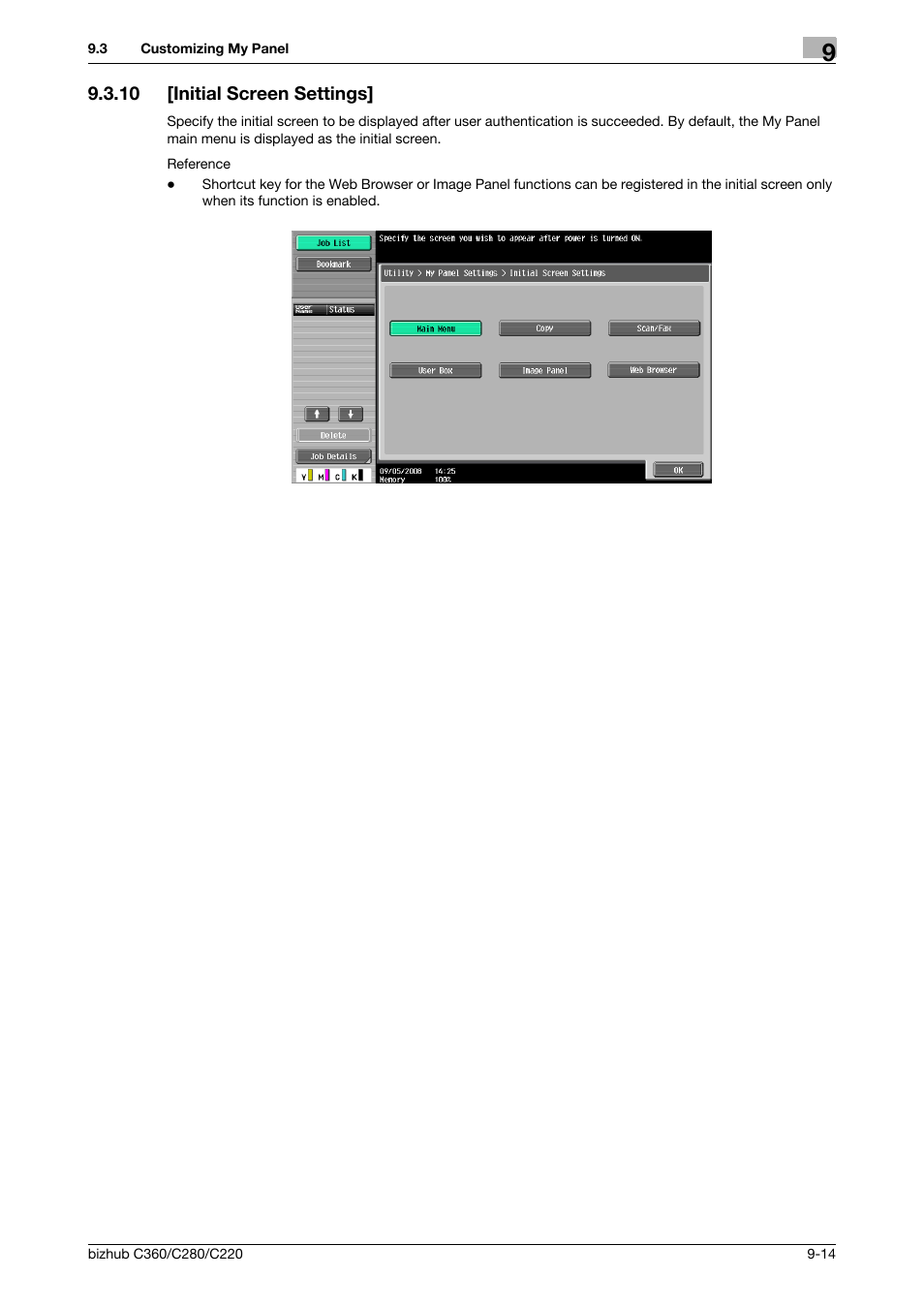 10 [initial screen settings, Initial screen settings] -14 | Konica Minolta BIZHUB C360 User Manual | Page 98 / 111