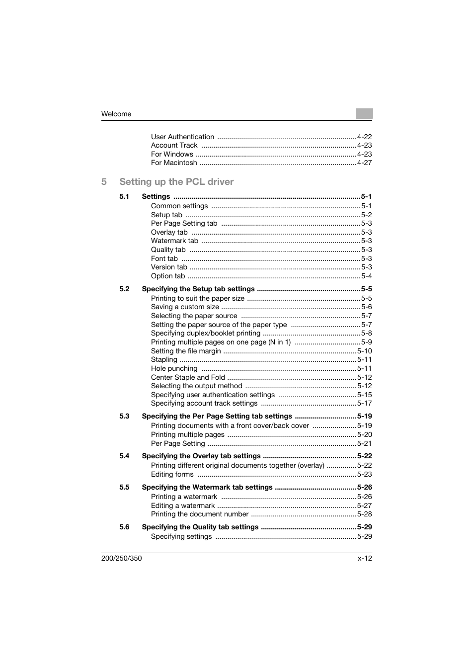 5setting up the pcl driver | Konica Minolta bizhub 200 User Manual | Page 13 / 382