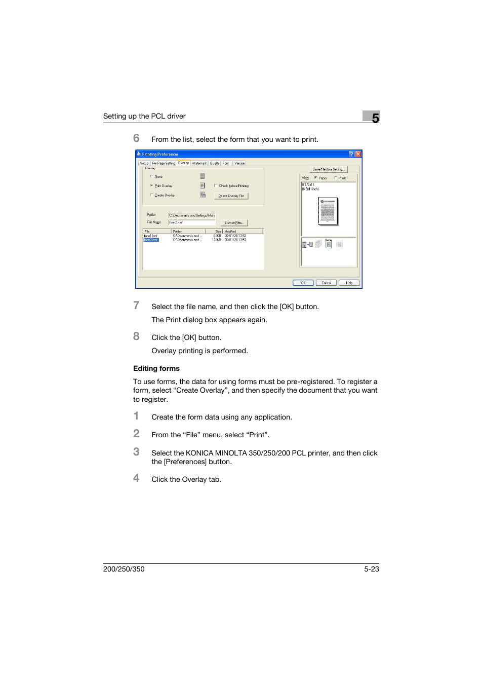 Editing forms, Editing forms -23 | Konica Minolta bizhub 200 User Manual | Page 146 / 382