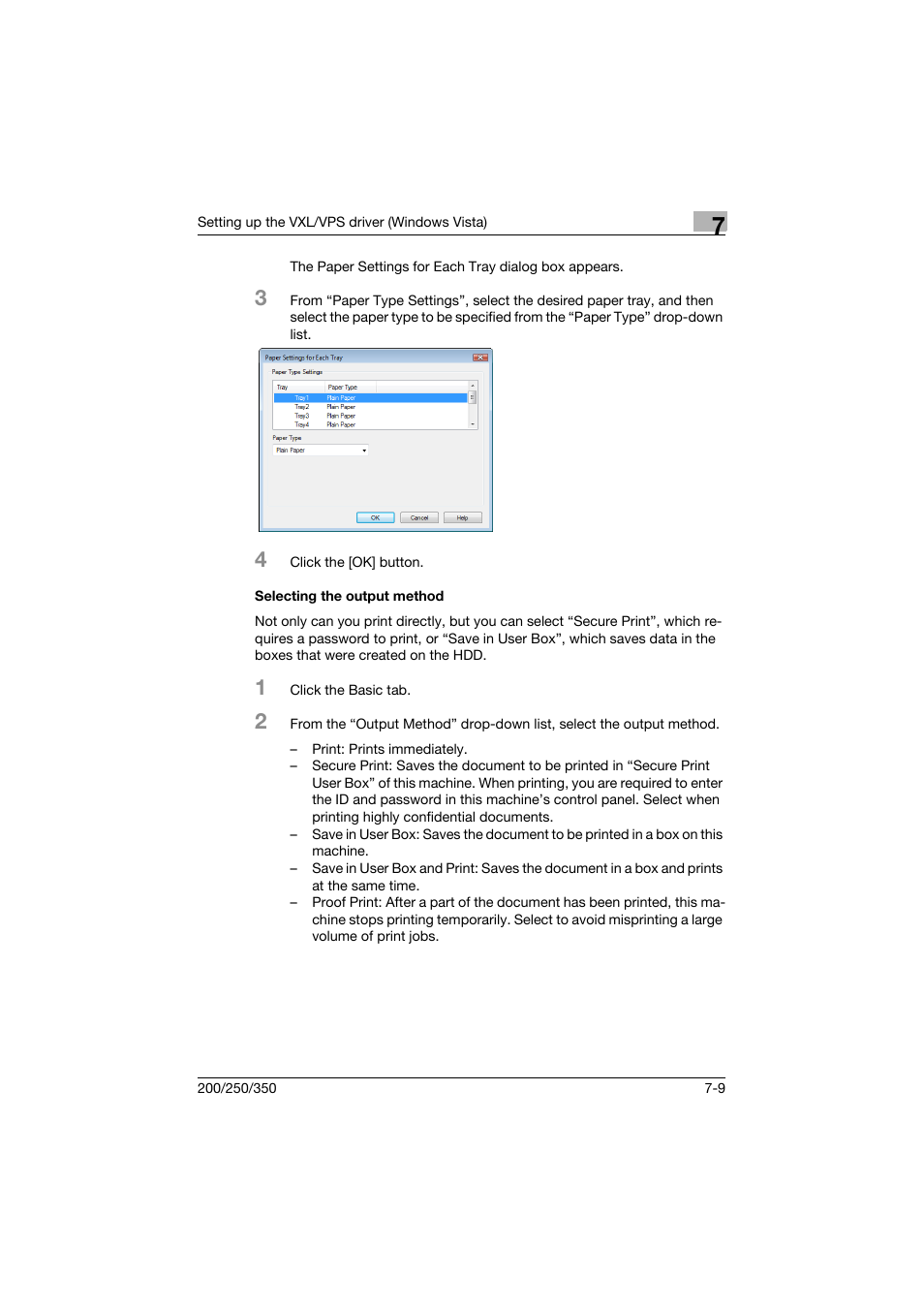 Selecting the output method, Selecting the output method -9 | Konica Minolta bizhub 200 User Manual | Page 194 / 382