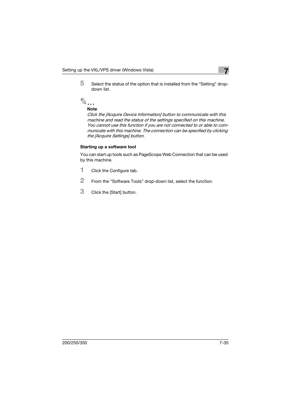 Starting up a software tool, Starting up a software tool -35 | Konica Minolta bizhub 200 User Manual | Page 220 / 382