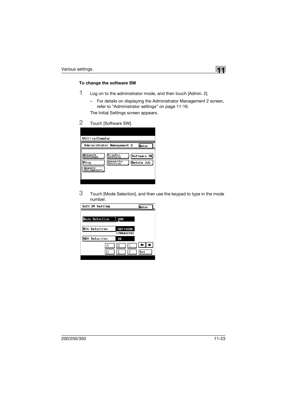 To change the software sw, To change the software sw -23 | Konica Minolta bizhub 200 User Manual | Page 290 / 382