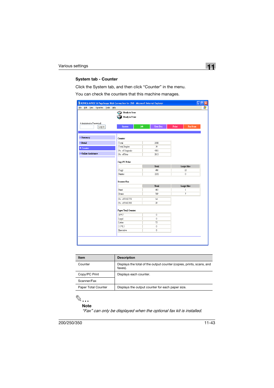 System tab - counter, System tab - counter -43 | Konica Minolta bizhub 200 User Manual | Page 310 / 382