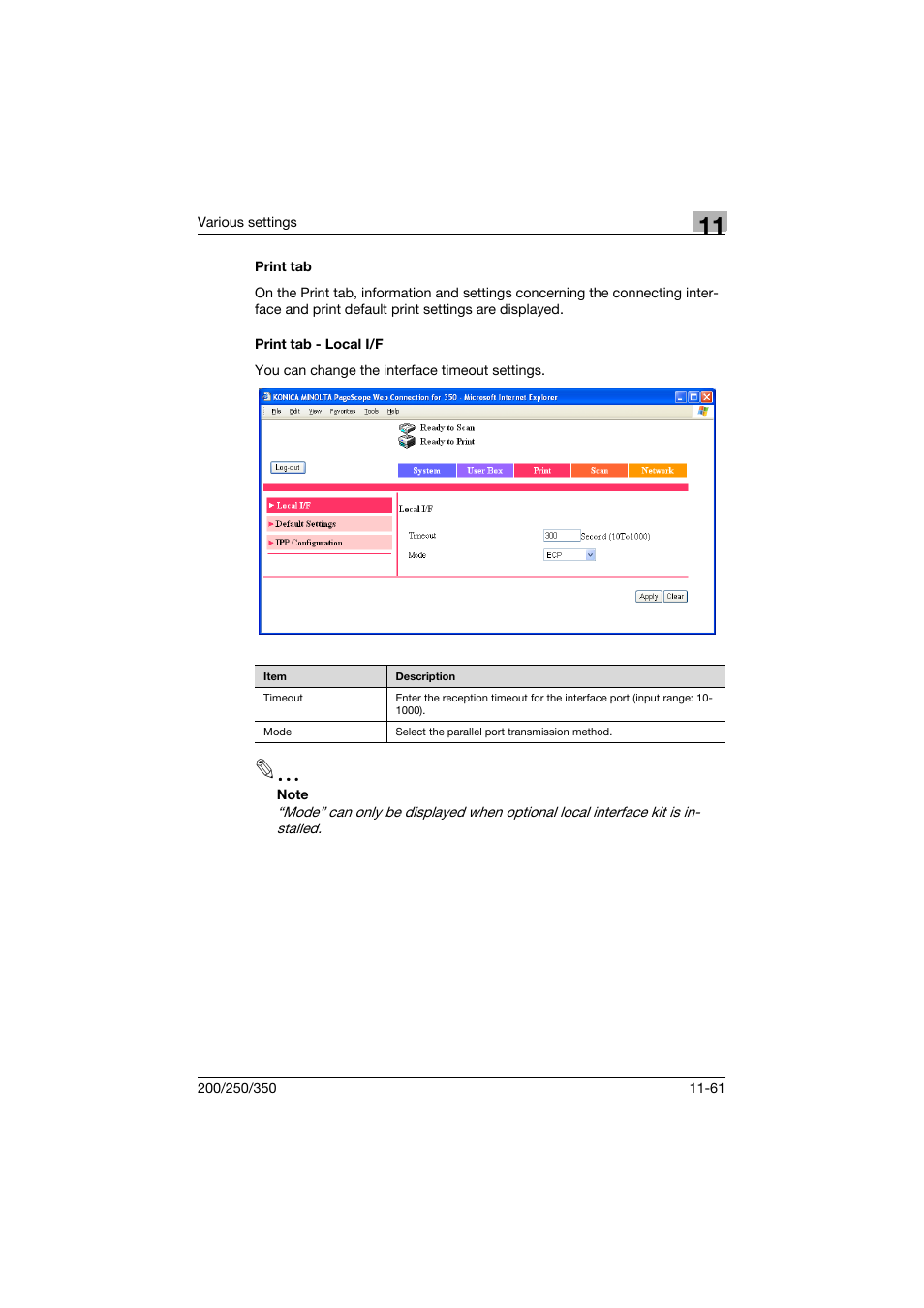 Print tab, Print tab - local i/f, Print tab -61 print tab - local i/f -61 | Konica Minolta bizhub 200 User Manual | Page 328 / 382